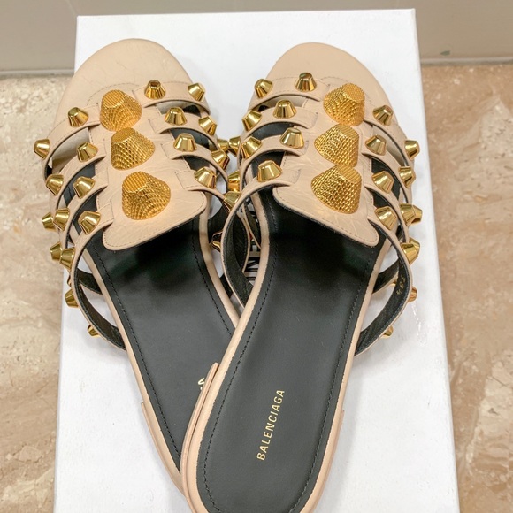 Balenciaga Tan Studded Slide - Picture 4 of 5